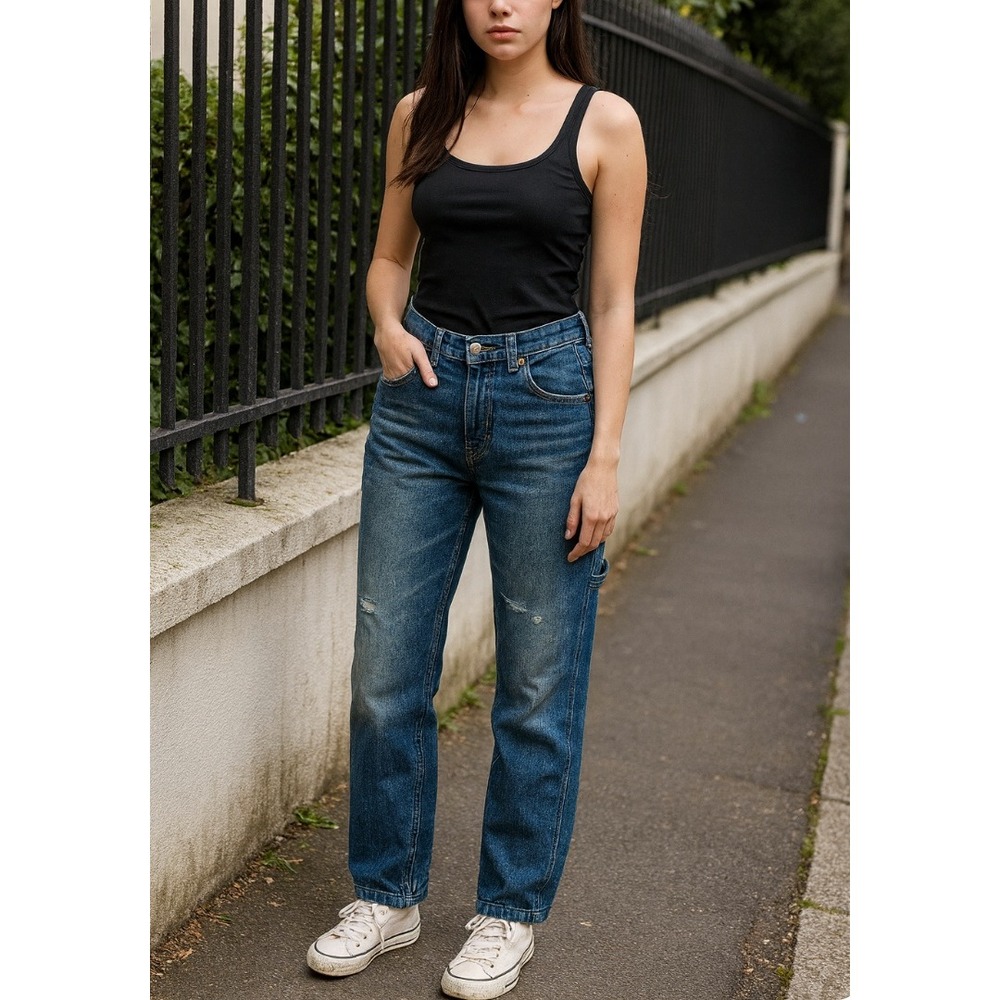 Vince Women's Distressed Carpenter Jeans Denim Blue Size 25 Casual Style